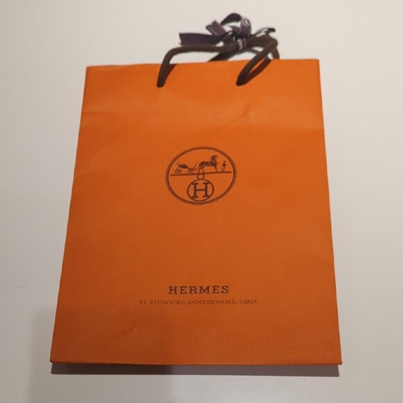Hermes Orange Shopping Gift Bag Rope Handle - Great Condition - Picture 1 of 5